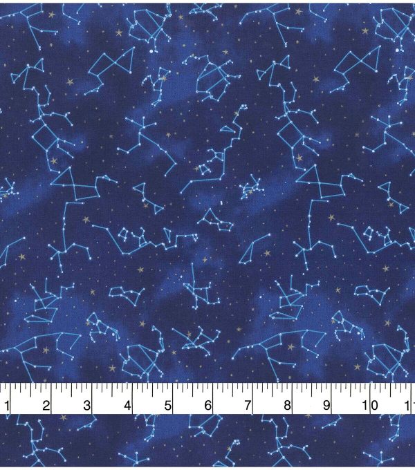 Novelty Metallic Cotton Fabric Star Constellations - Image 2