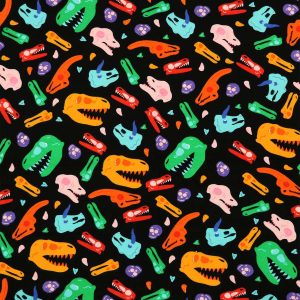 Multicolor Dinosouar Heads Super Snuggle Flannel Fabric by POP!