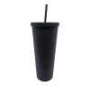 24oz Black Textured Tumbler With Straw by Happy