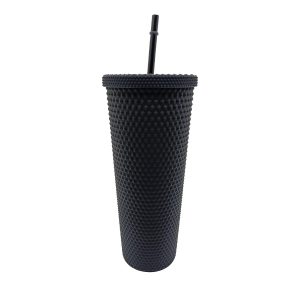 24oz Black Textured Tumbler With Straw by Happy