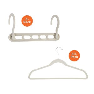 Honey Can Do 9 x 4 White Velvet Collapsible Hangers 55pk - 1