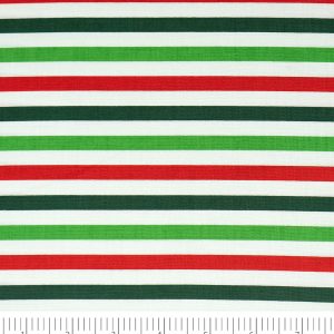 Singer Green   Red Stripes Christmas Cotton Fabric