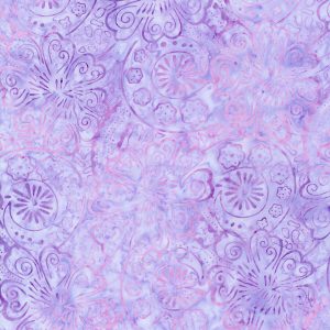 Hi Fashion Lilac And Pink Swirls On Light Purple Batik Cotton Fabric