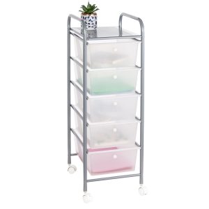 Honey Can Do 12.5 x 37 Clear   Silver Plastic 5 Drawer Storage Cart