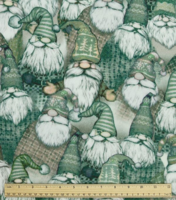 Green Gnomes Anti Pill Fleece Fabric - Image 3