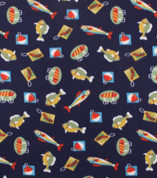 Fishing Icons Blizzard Fleece Fabric - Image 2