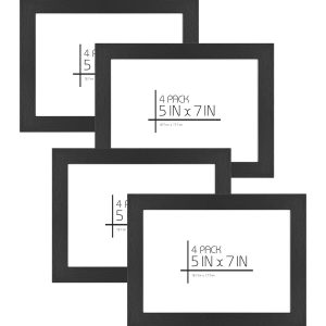 MCS Black 5 7 Woodgrain Value Frames 4pk
