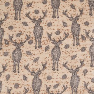 Bucks   Leaves on Beige Anti Pill Fleece Fabric
