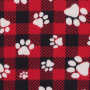 Dog Paw On Buffalo Check Blizzard Fleece Fabric