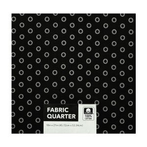 18 x 21 Circles on Black Cotton Fabric Quarter 1pc by Keepsake Calico