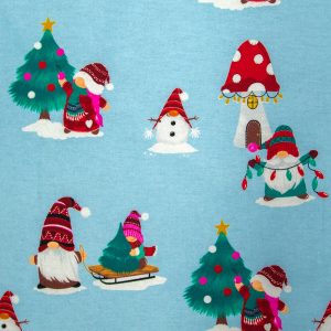 Gnomes on Blue Super Snuggle Christmas Flannel Fabric