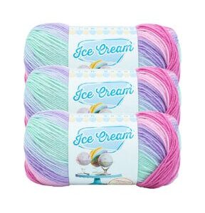 Lion Brand Ice Cream 394yds Light Weight Acrylic Yarn 3 Bundle - Ube
