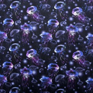 Jellyfish On Navy Novelty Cotton Fabric