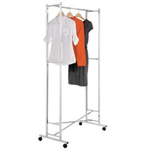 Honey Can Do 34 x 68 Chrome Foldable Rolling Clothes Rack With Wheels