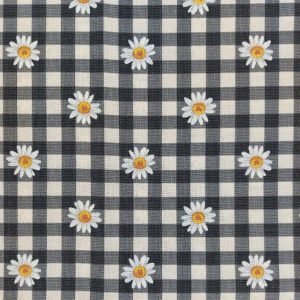 Daisies on Black Checks Quilt Cotton Fabric by Keepsake Calico