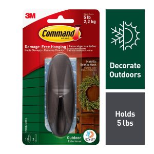 Command 5lbs Outdoor Metallic Bronze Hook   Strips 3ct