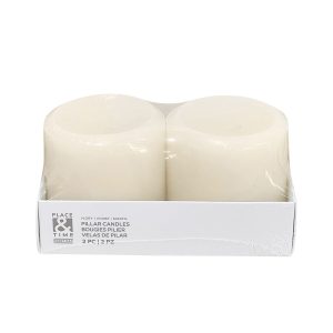 3 x 3 Smooth Unscented Pillar Candles 2pk by Place   Time
