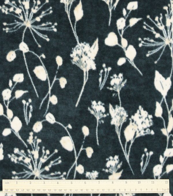 Black Floral Luxe Fleece Fabric - Image 3