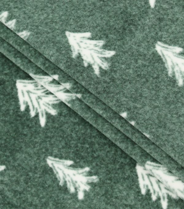 Green Tree Luxe Fleece Fabric - Image 2