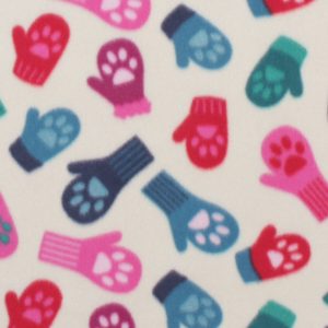 Pink Christmas Paw Mittens Blizzard Fleece Fabric