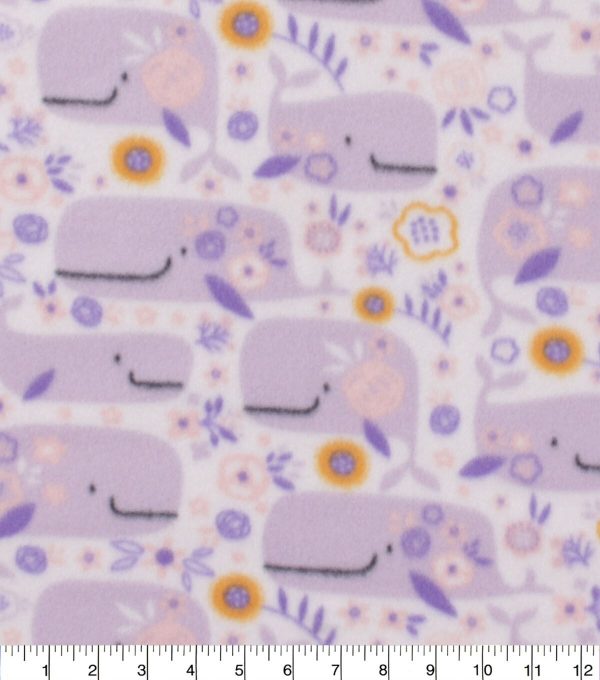 Purple Whale Blizzard Fleece Fabric