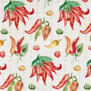 Sweet   Spicy on White Novelty Cotton Fabric