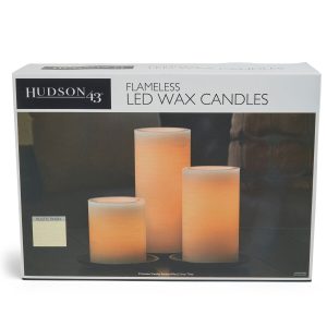 Flameless LED Wax Trio Pillar Candles with Timer Cream