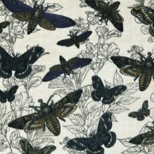 Black Butterflies   Moths Anti Pill Fleece Fabric