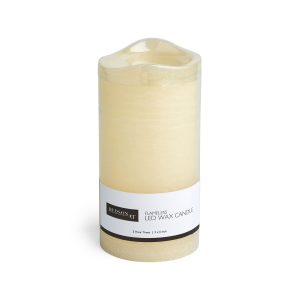 Flameless Vanilla Scented LED Rustic Pillar Candle 3 x6  Cream