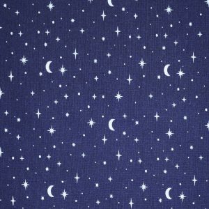 Stars   Moons on Navy Cotton Fabric by Quilter s Showcase - 1
