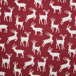 White Reindeers on Red Super Snuggle Christmas Flannel Fabric