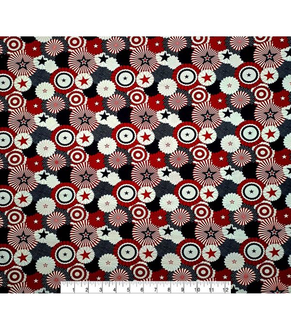 Red   Blue Fans Patriotic Cotton Fabric - Image 3