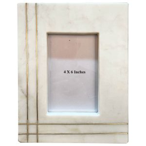 4 x 6 Marble   Gold Inlay Tabletop Picture Frame by Place   Time