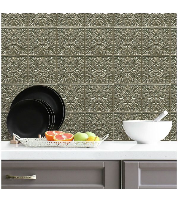 Gold Tin Peel   Stick Tile Backsplash - Image 5