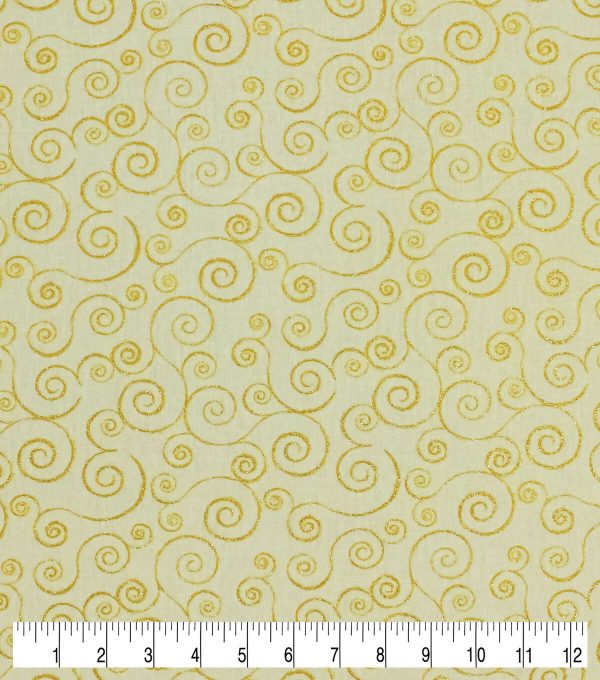 Swirl Vines Christmas Glitter Cotton Fabric - Image 6