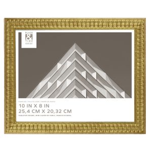 10 x 8 Gold Thick Ribbed Tabletop Picture Frame by Place   Time