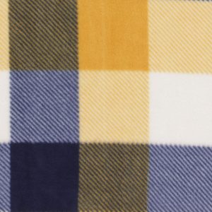 Yellow   Navy Buffalo Checks Anti Pill Fleece Fabric