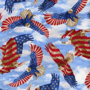 Hi Fashion Eagles Pattern Trap Flag Patriotic Cotton Fabric - 1
