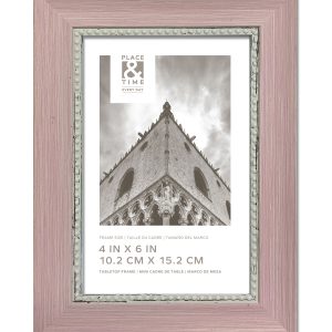 4 x 6 Pink With Beaded Accent Tabletop Picture Frame by Place   Time