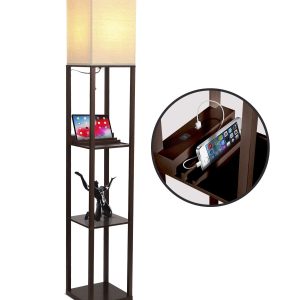 Brightech Maxwell LED Lamp USB Port   Outlet   Havana Brown