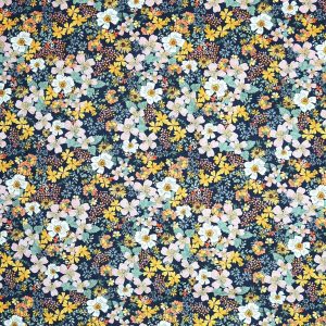 70s Floral on Blue Quilt Cotton Fabric by Keepsake Calico