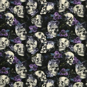 Floral Skulls Halloween Super Snuggle Flannel Fabric