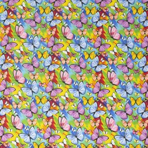 Multicolor Butterflies Novelty Cotton Fabric