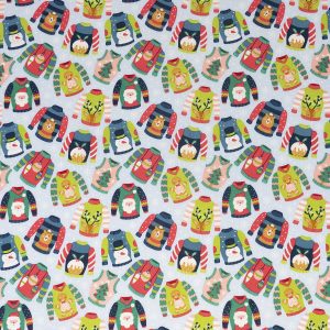 SINGER Sweaters on Blue Christmas Cotton Fabric