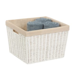 Honey Can Do 13 x 10 White Parchment Cord Basket With Liner