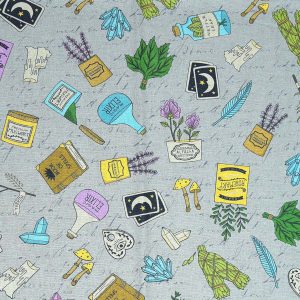 Gray Spells   Potions Novelty Cotton Fabric - 1