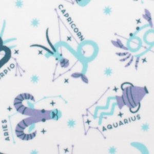 Galactic Celestial Astrology on White Anti Pill Fleece Fabric