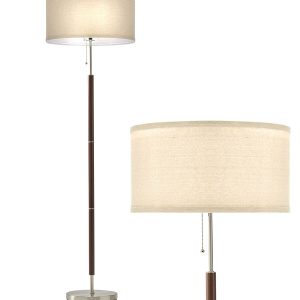 Brightech Carter LED Floor Lamp   Walnut Brown