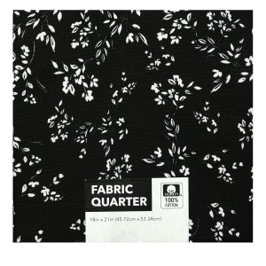 18 x 21 Floral on Black Cotton Fabric Quarter 1pc by Keepsake Calico