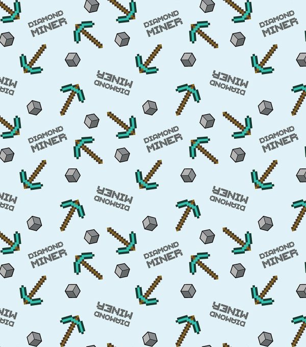 Minecraft Diamond Miner Cotton Fabric - Image 2